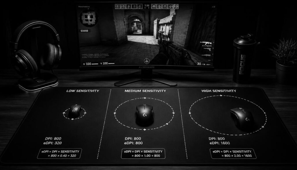 eDPI sensitivity comparison for competitive FPS gaming mouse settings