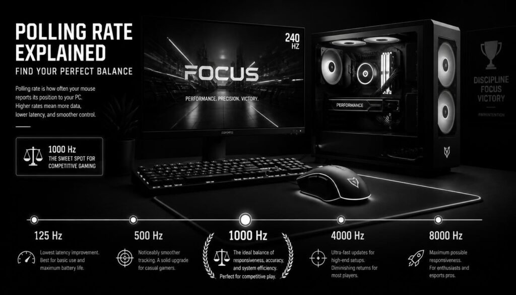 best mouse polling rate for gaming from 125Hz to 8000Hz