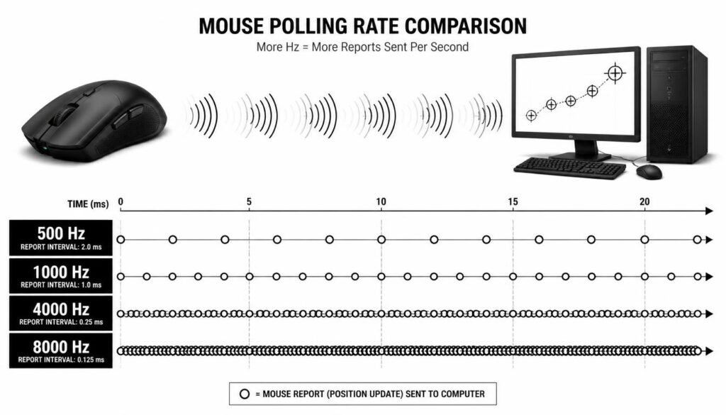 How mouse polling rate affects input lag and response time