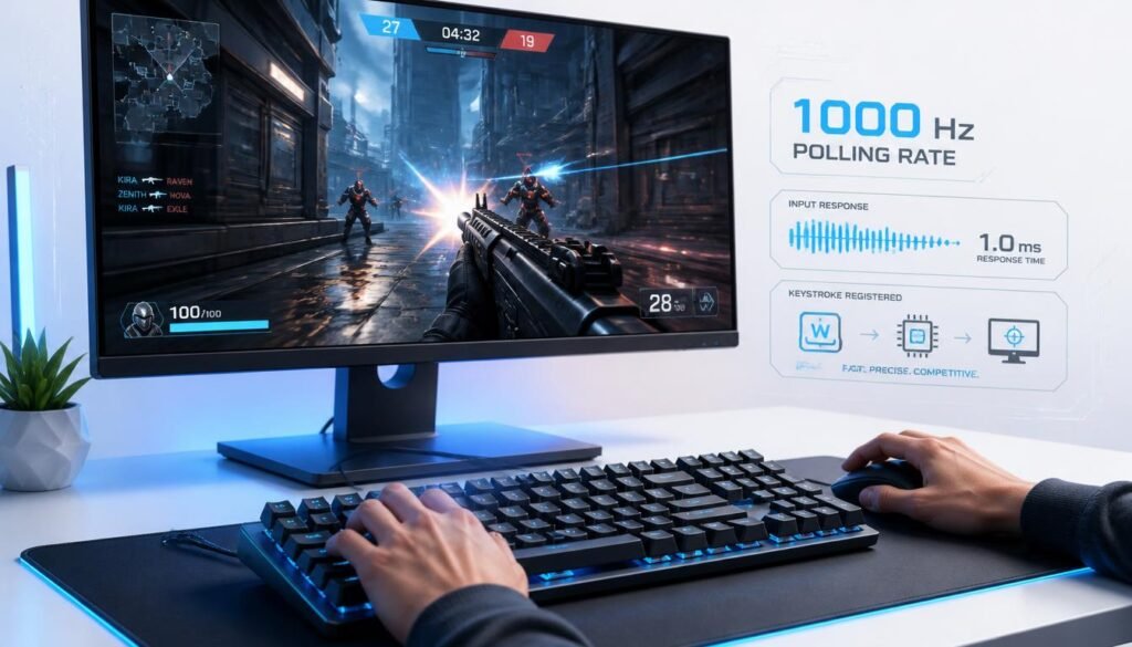 gaming keyboard with 1000 Hz polling rate for responsive input