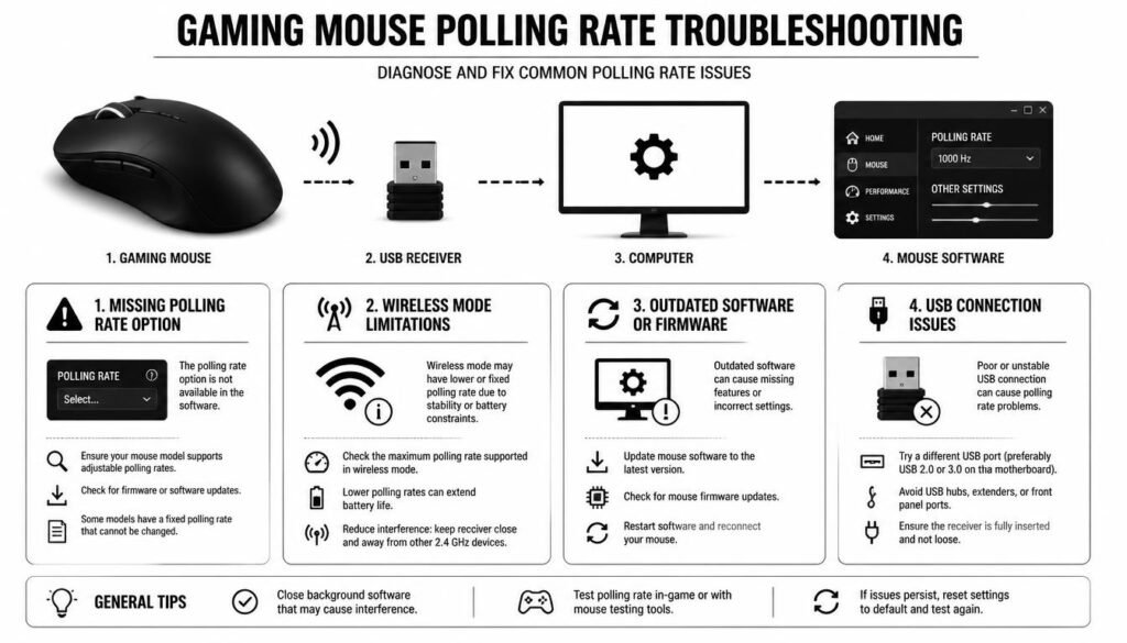 How to fix mouse polling rate settings and common polling rate problems