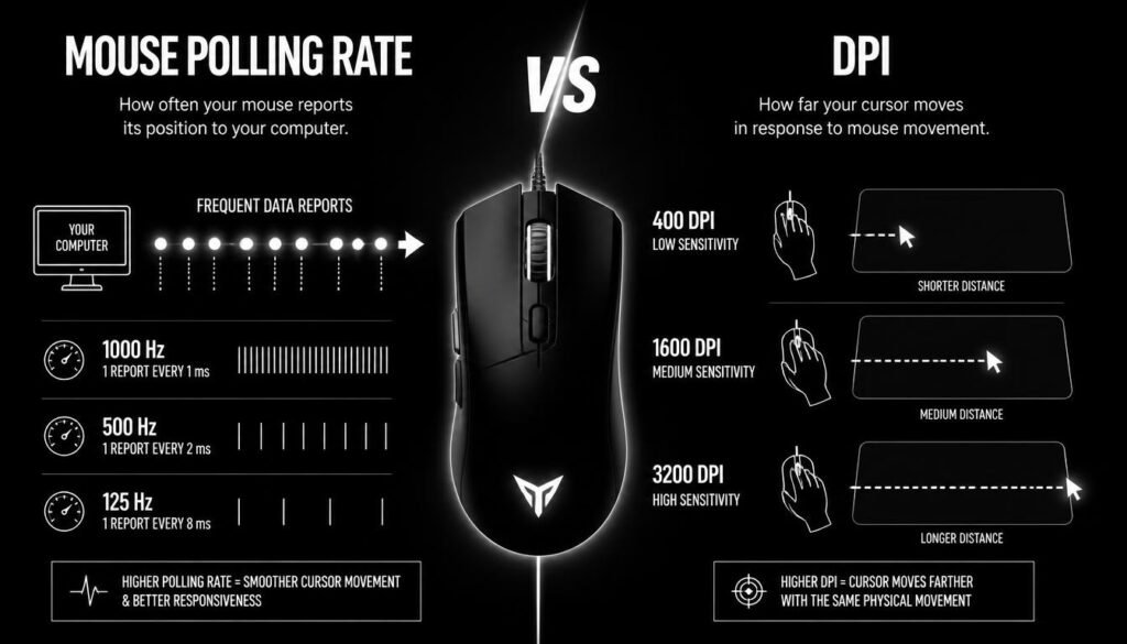 mouse polling rate vs DPI difference explained